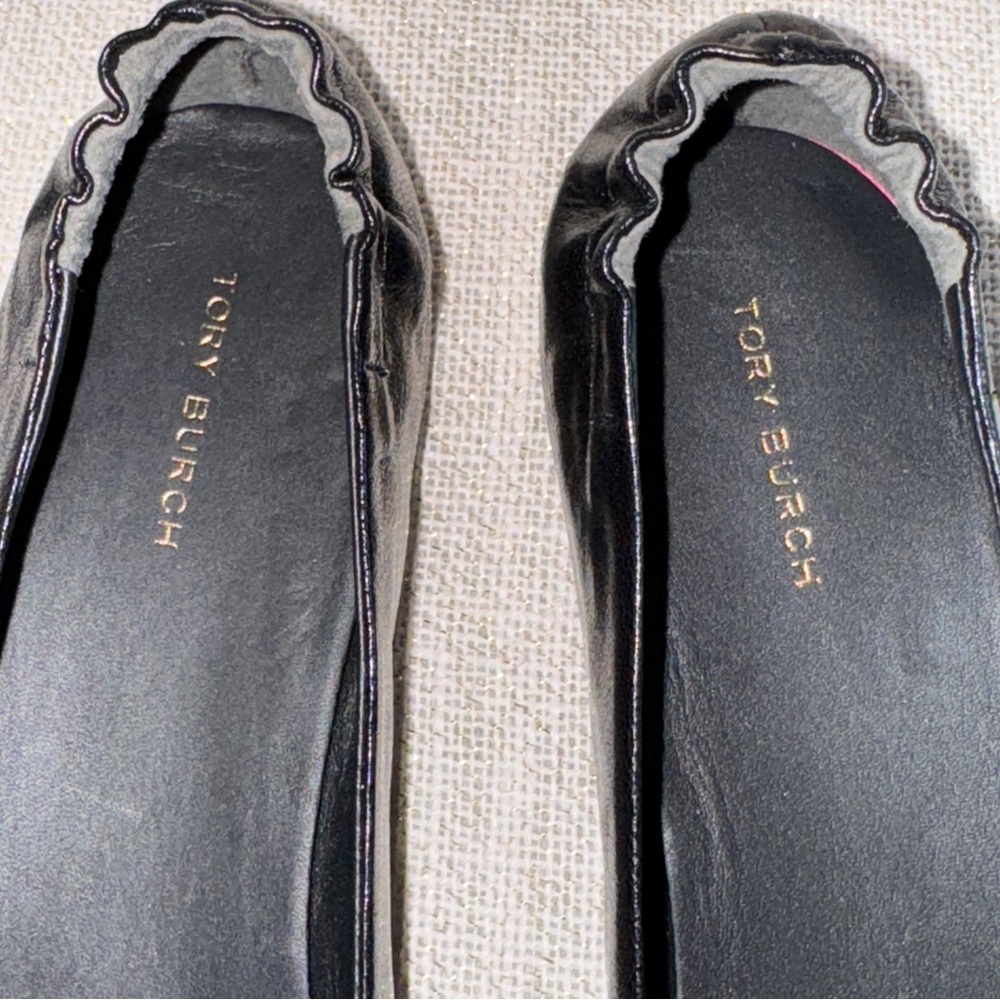 Tory Burch Black/Gold Goat Leather Claire Ballet Flats US 9 new dust bag - Picture 6 of 17